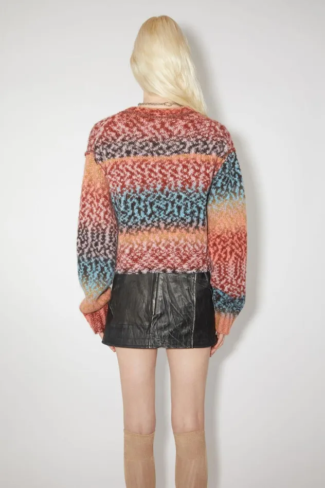 Acne Studios Wool Blend Jumper Brownblue Multi Women Knitwear