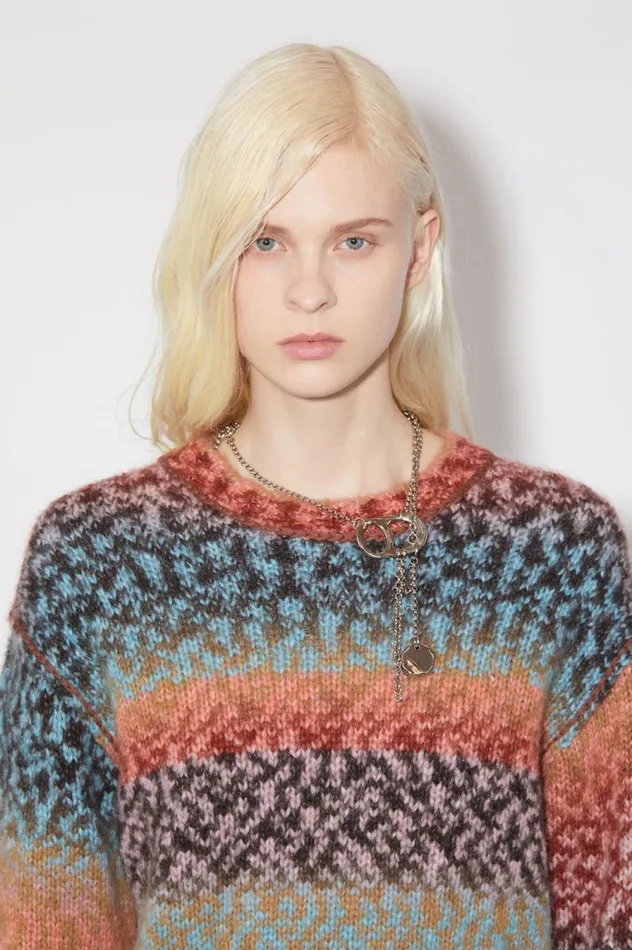 Acne Studios Wool Blend Jumper Brownblue Multi Women Knitwear
