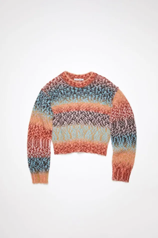 Acne Studios Wool Blend Jumper Brownblue Multi Women Knitwear