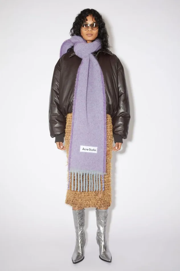 Acne Studios Wool Mohair Scarf 8211 Narrow Lavender Purple Men Scarves