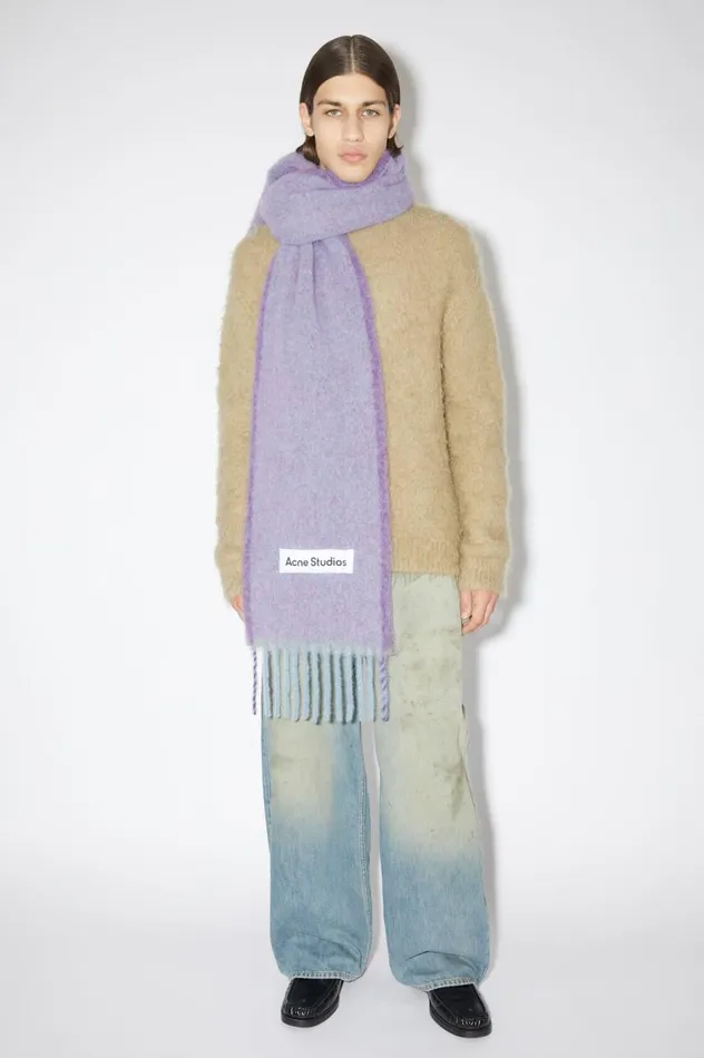 Acne Studios Wool Mohair Scarf 8211 Narrow Lavender Purple Men Scarves