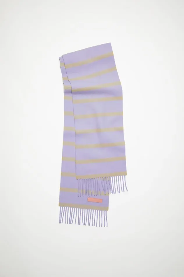 Acne Studios Wool Scarf Pink Label 8211 Narrow Lilacyellow Men Scarves