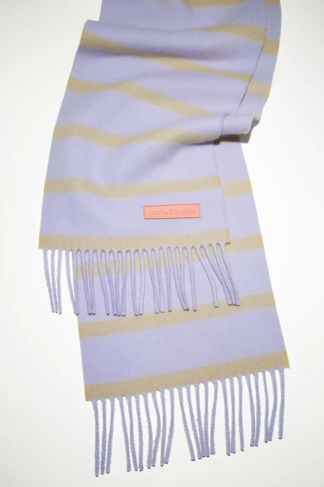 Acne Studios Wool Scarf Pink Label 8211 Narrow Lilacyellow Men Scarves