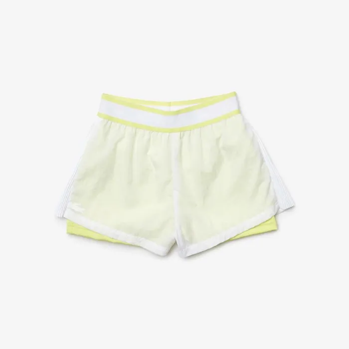 Activewear Women Lacoste Women039s SPORT Light Nylon Shorts White Flashy Yellow 6b2