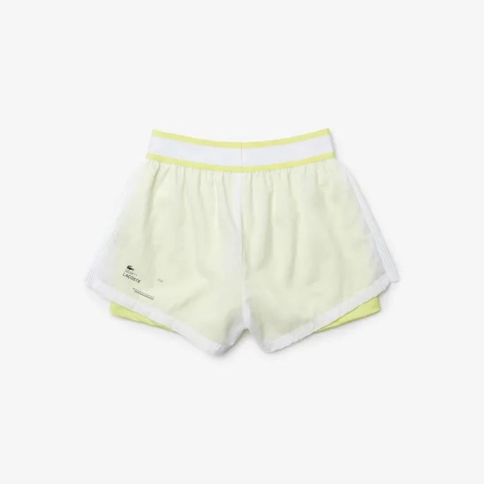 Activewear Women Lacoste Women039s SPORT Light Nylon Shorts White Flashy Yellow 6b2