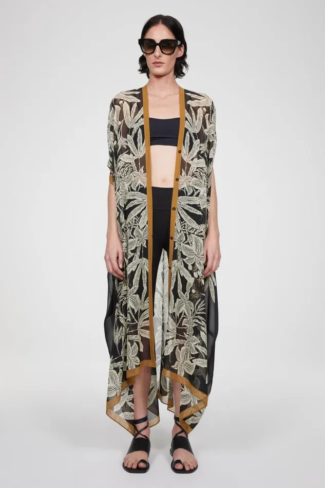 Agave Jungle Print Caftan Blackbeige Women Rodebjer Dresses and Caftans
