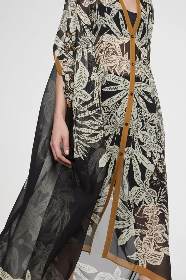 Agave Jungle Print Caftan Blackbeige Women Rodebjer Dresses and Caftans