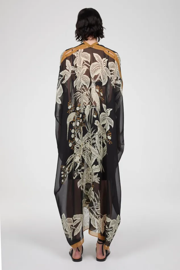 Agave Jungle Print Caftan Blackbeige Women Rodebjer Dresses and Caftans