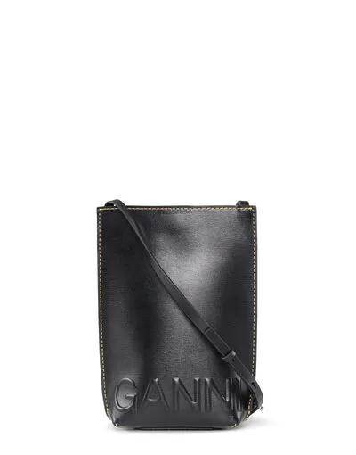 Bags GANNI Crossbody Small Yellow Stitch Banner Crossbody Bag Black
