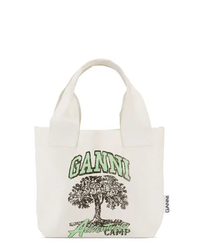 Bags GANNI Shoulder Cotton Canvas Tote Bag Bright White