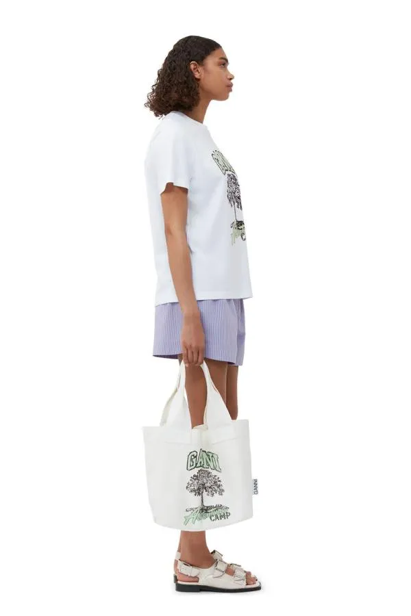 Bags GANNI Shoulder Cotton Canvas Tote Bag Bright White Bags GANNI Shoulder Cotton Canvas Tote Bag Bright White