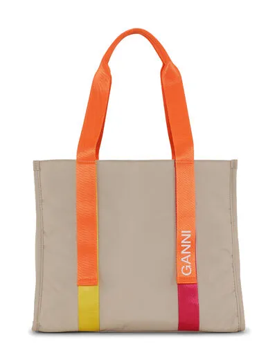 Bags GANNI Shoulder Medium Beige Tech Tote Pale Khaki