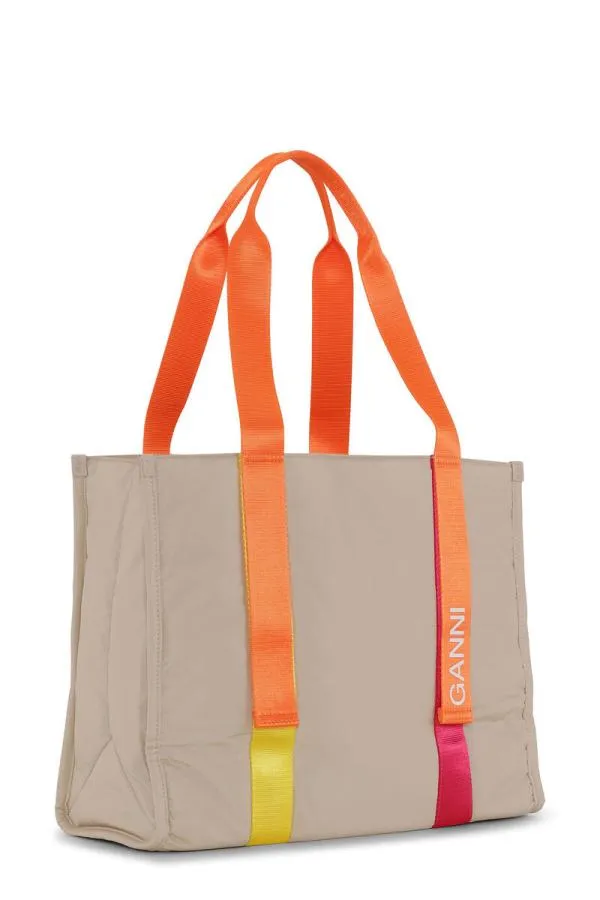 Bags GANNI Shoulder Medium Beige Tech Tote Pale Khaki Bags GANNI Shoulder Medium Beige Tech Tote Pale Khaki