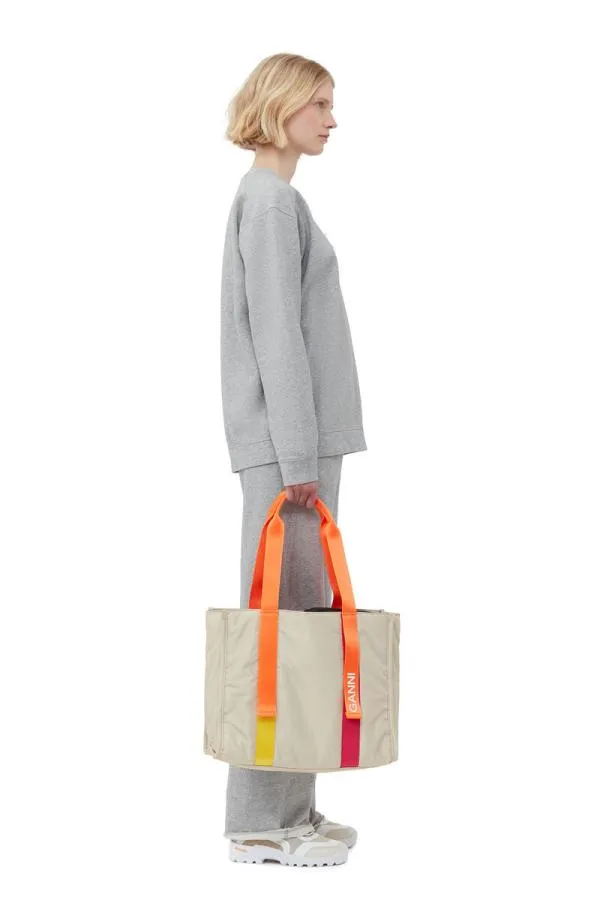 Bags GANNI Shoulder Medium Beige Tech Tote Pale Khaki Bags GANNI Shoulder Medium Beige Tech Tote Pale Khaki