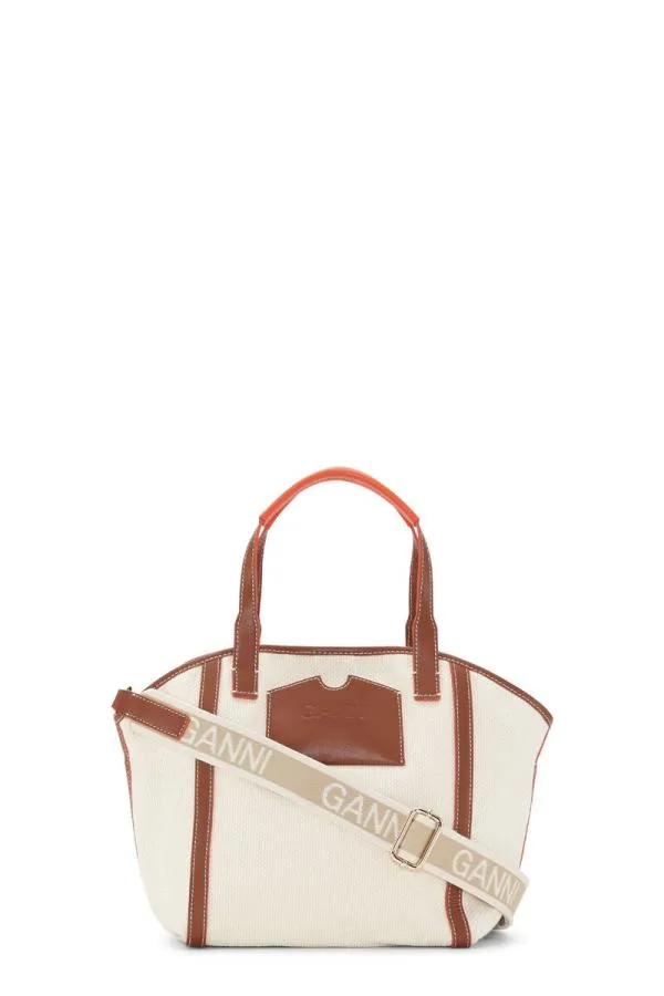 Bags GANNI Shoulder White Small Banner Tote Bag Egret