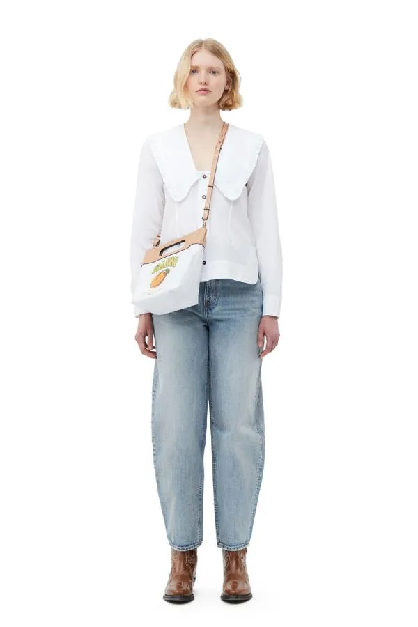 Bags GANNI Top Handle Peach Canvas Small Tote Bag Egret