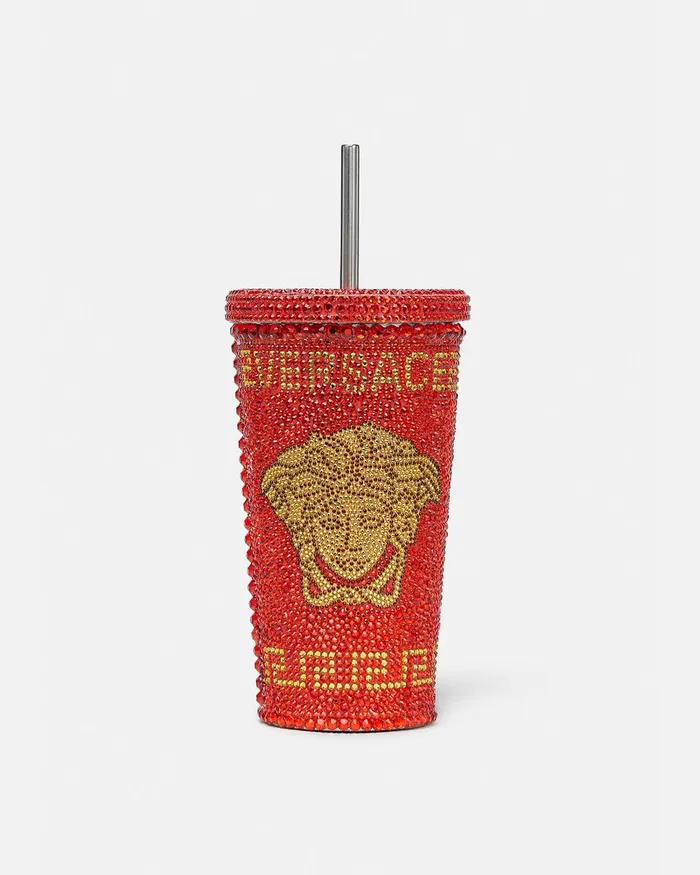 Beach Accessories Men Versace Crystal Medusa Travel Cup Red