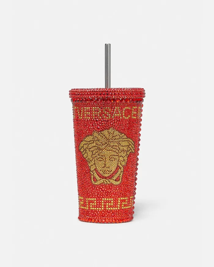 Beach Accessories Men Versace Crystal Medusa Travel Cup Red