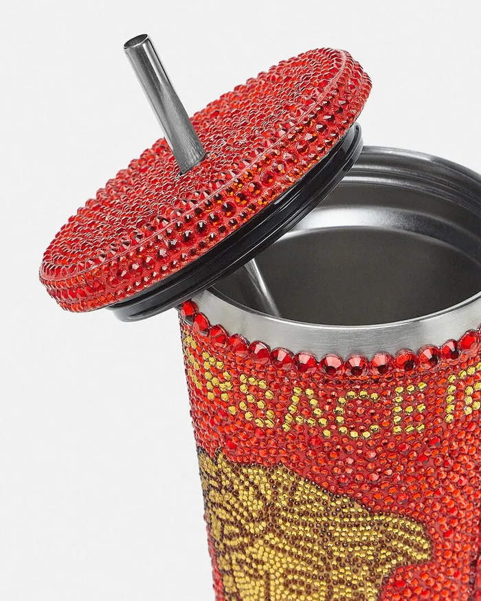 Beach Accessories Men Versace Crystal Medusa Travel Cup Red