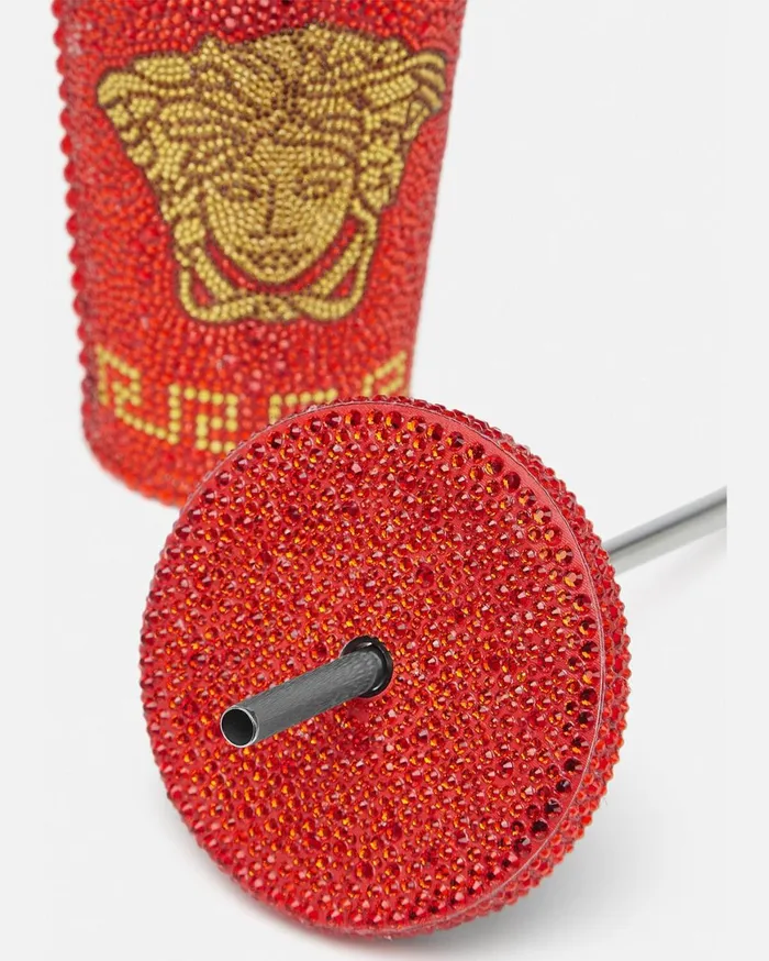 Beach Accessories Men Versace Crystal Medusa Travel Cup Red
