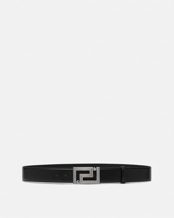 Belts Men Versace Greca Leather Belt 4 Cm Black