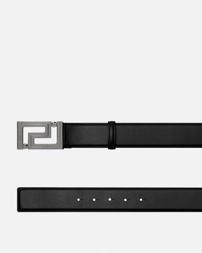 Belts Men Versace Greca Leather Belt 4 Cm Black