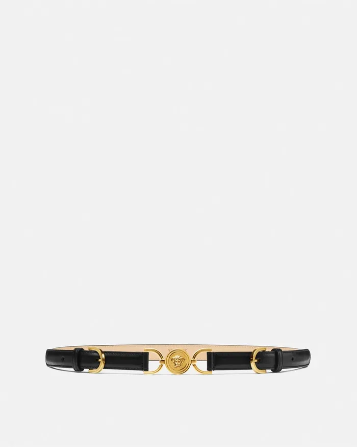 Belts Women Versace Medusa 03995 Leather Belt 2 Cm Blackgold