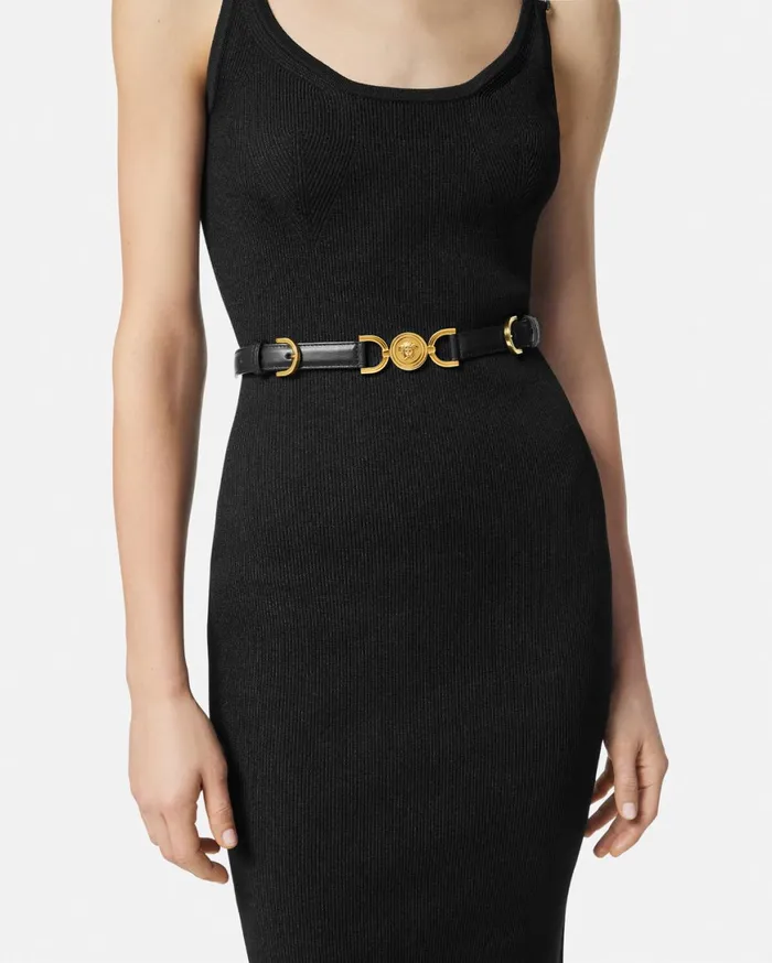 Belts Women Versace Medusa 03995 Leather Belt 2 Cm Blackgold