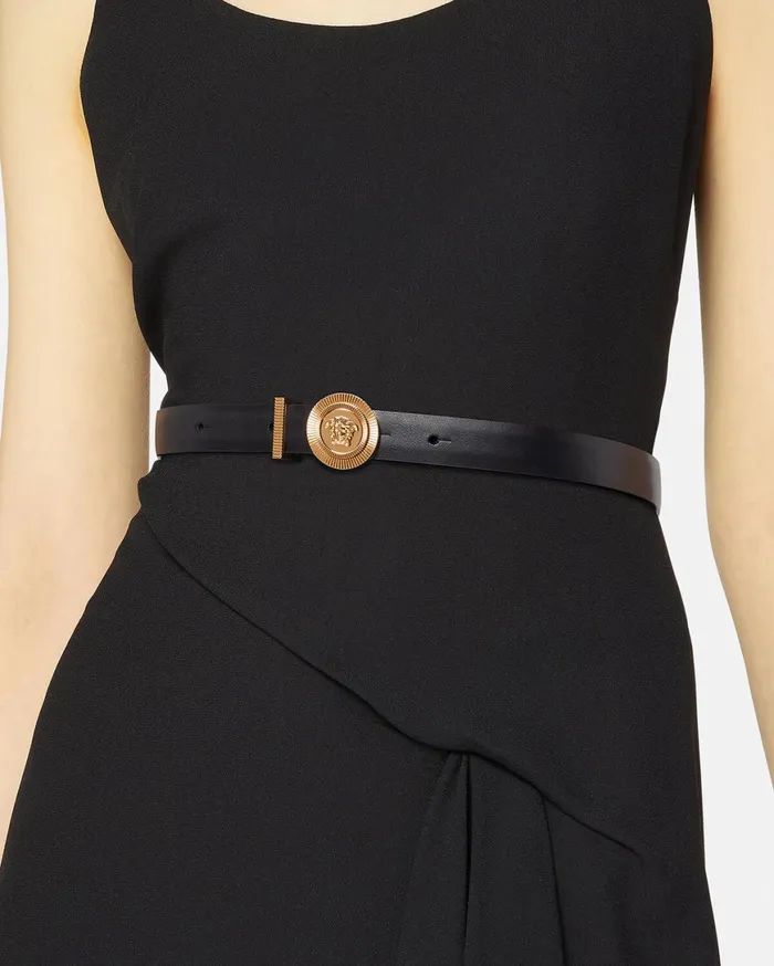 Belts Women Versace Medusa Biggie Leather Belt 2 Cm Blackgold