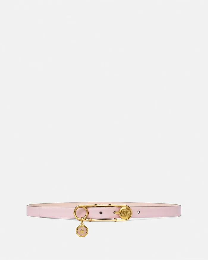 Belts Women Versace Safety Pin Leather Belt 2 Cm Light Pink