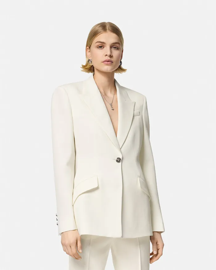 Blazer and Jackets Women Versace SingleBreasted Dv Blazer White
