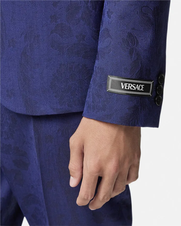 Blazers and Suits Men Versace Barocco Jacquard SingleBreasted Blazer Blue