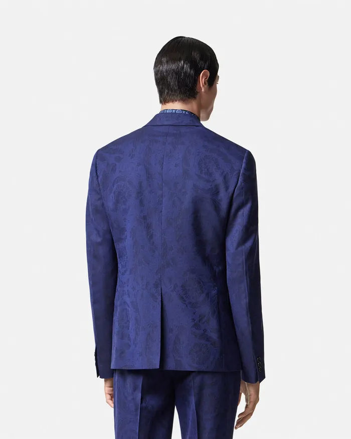 Blazers and Suits Men Versace Barocco Jacquard SingleBreasted Blazer Blue