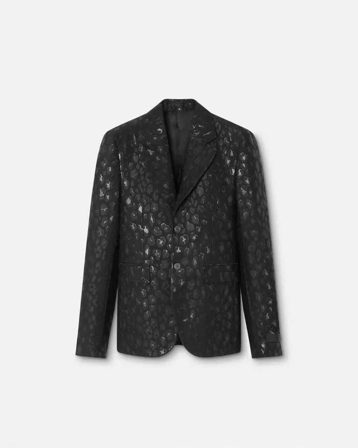 Blazers and Suits Men Versace Leopard Jacquard Blazer Black
