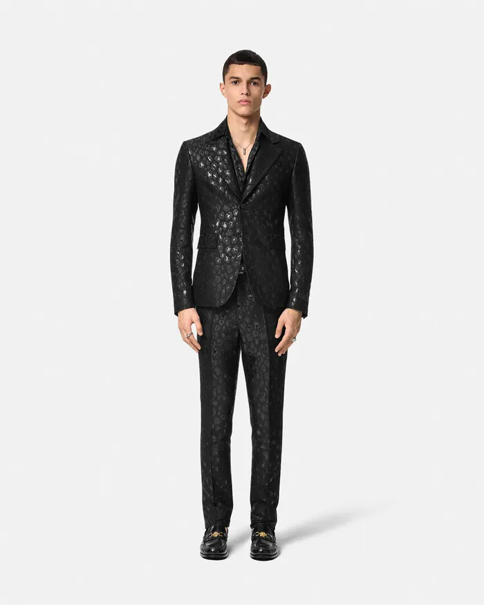 Blazers and Suits Men Versace Leopard Jacquard Blazer Black