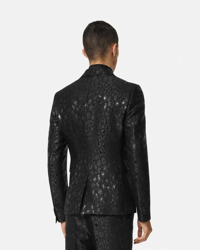 Blazers and Suits Men Versace Leopard Jacquard Blazer Black