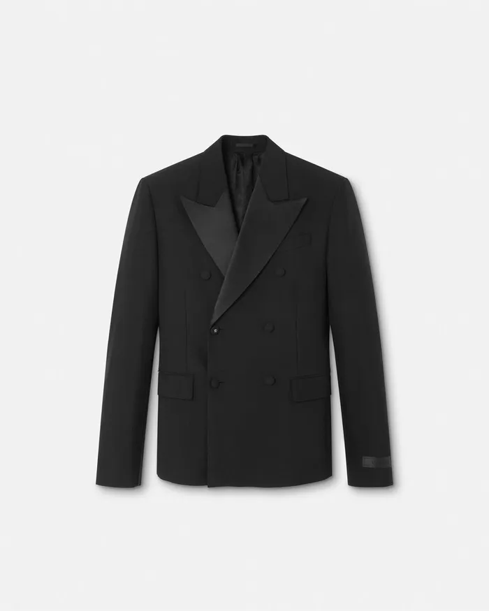 Blazers and Suits Men Versace MohairBlend DoubleBreasted Blazer Black