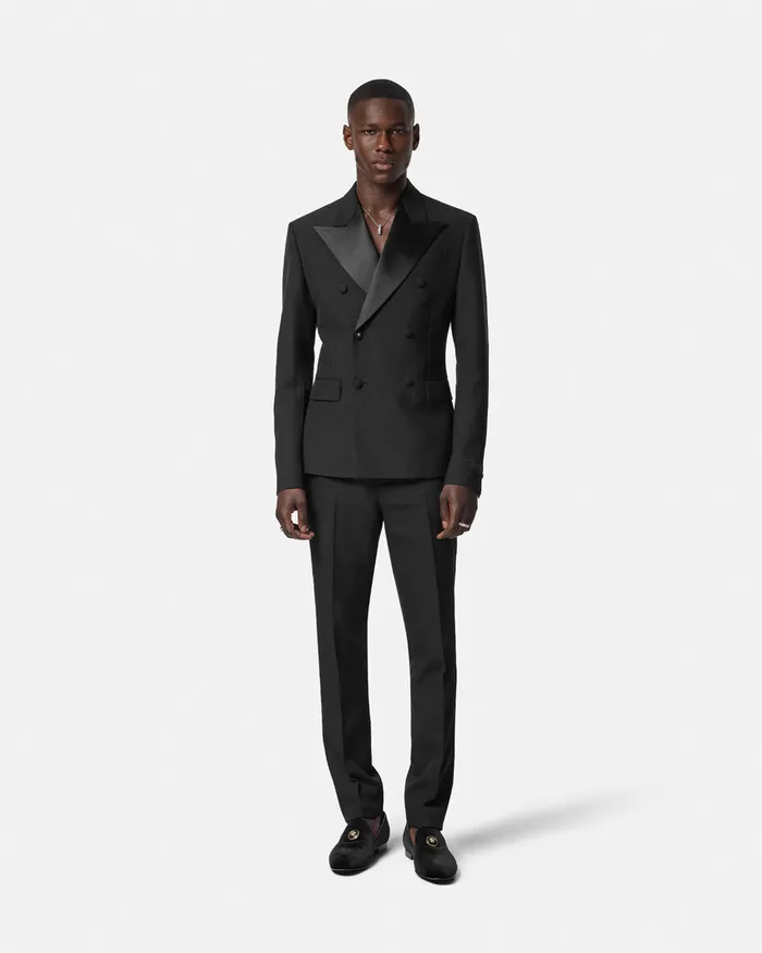 Blazers and Suits Men Versace MohairBlend DoubleBreasted Blazer Black