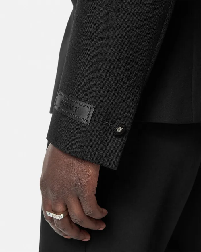 Blazers and Suits Men Versace MohairBlend DoubleBreasted Blazer Black