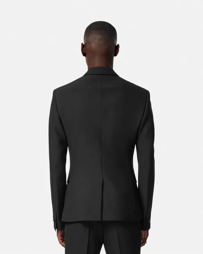 Blazers and Suits Men Versace MohairBlend DoubleBreasted Blazer Black