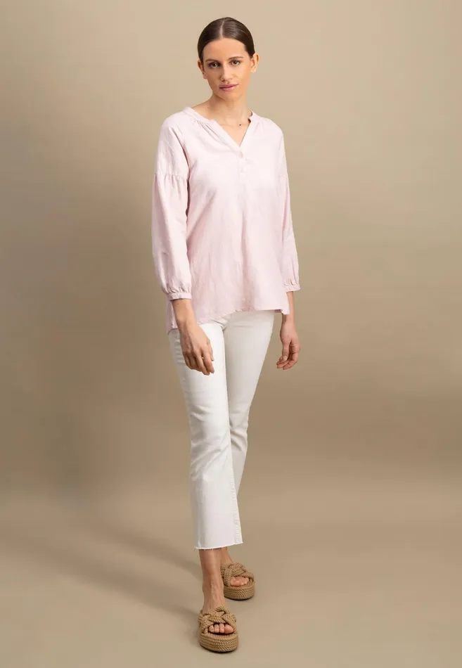 Blouses Women FYNCHHATTON Plain Blouse With A Vneckline Whitesummer Redfresh Roselight Blue