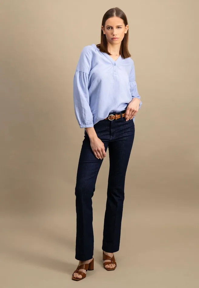 Blouses Women FYNCHHATTON Plain Blouse With A Vneckline Whitesummer Redfresh Roselight Blue
