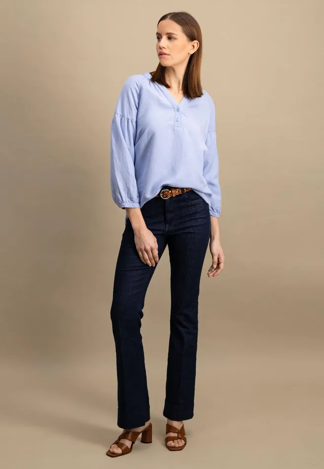 Blouses Women FYNCHHATTON Plain Blouse With A Vneckline Whitesummer Redfresh Roselight Blue