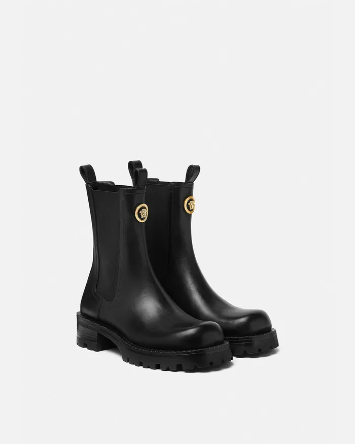 Boots Women Versace Alia Chelsea Boots 35 Mm Blackgold
