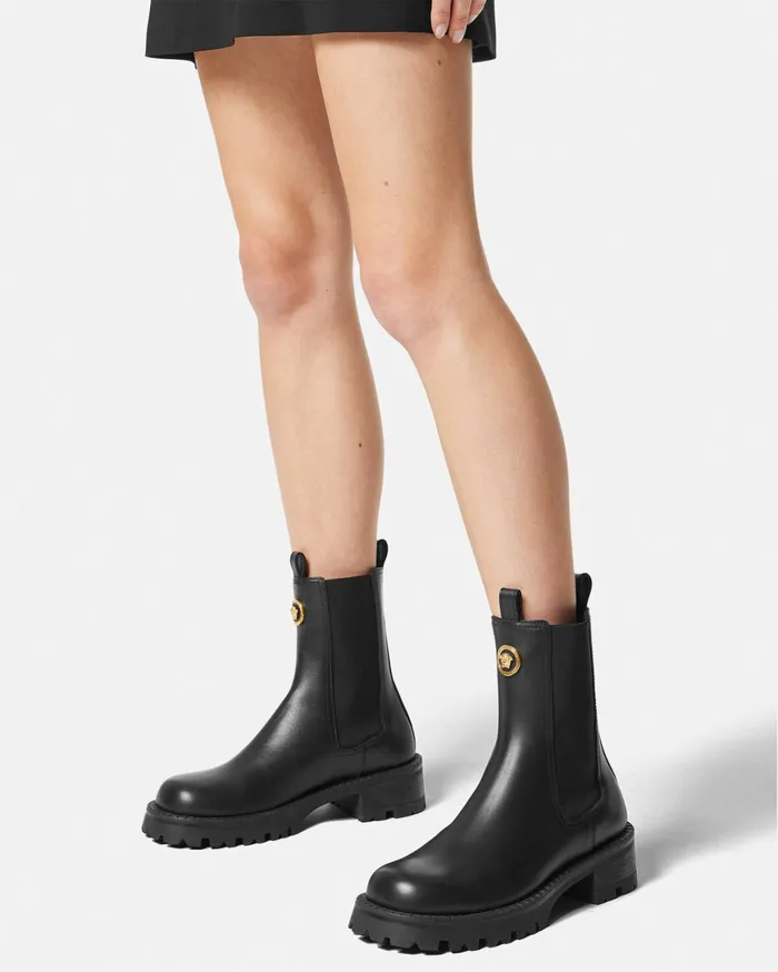 Boots Women Versace Alia Chelsea Boots 35 Mm Blackgold