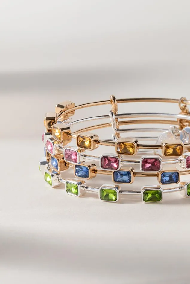 Bracelets Women Alex And Ani August Birthstone Emerald Cut Bangle Gold