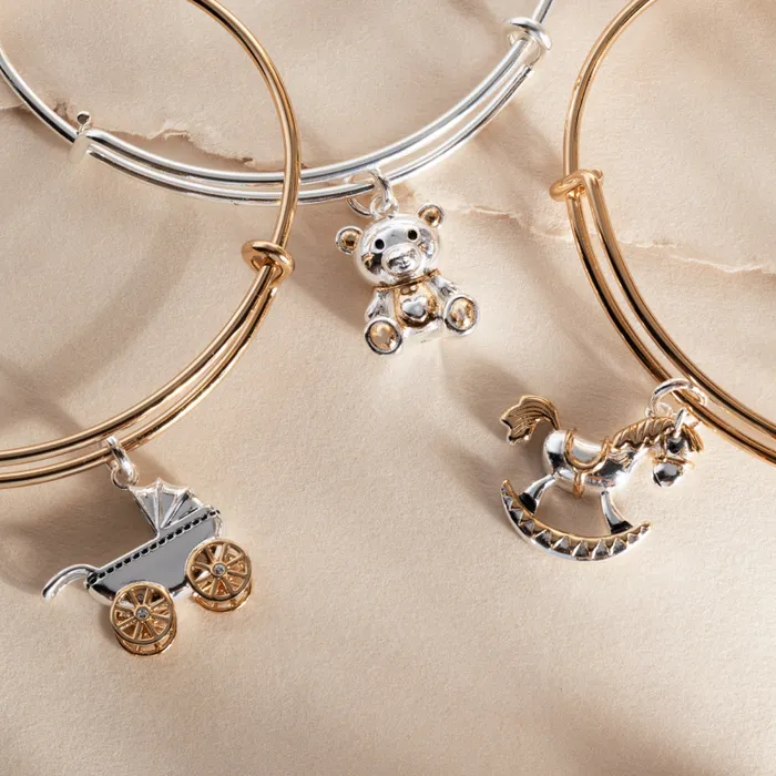 Bracelets Women Alex And Ani Baby Carriage Bangle Two Tone