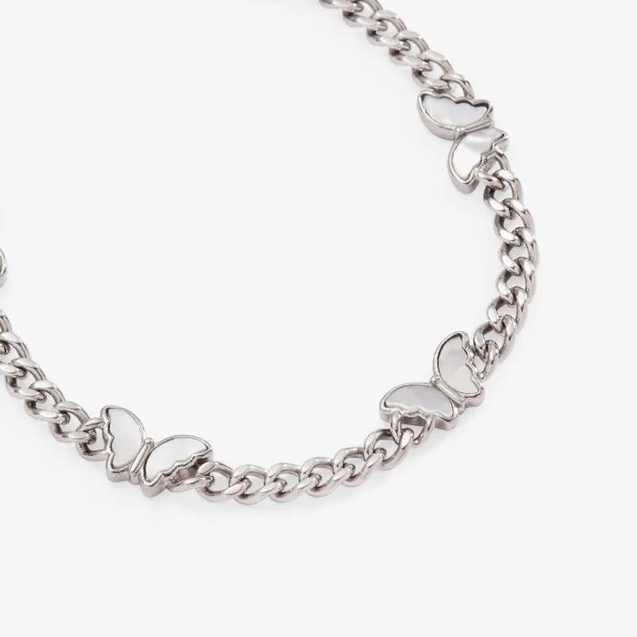 Bracelets Women Alex And Ani Butterfly Curb Chain Bracelet Stainless Steel Silver