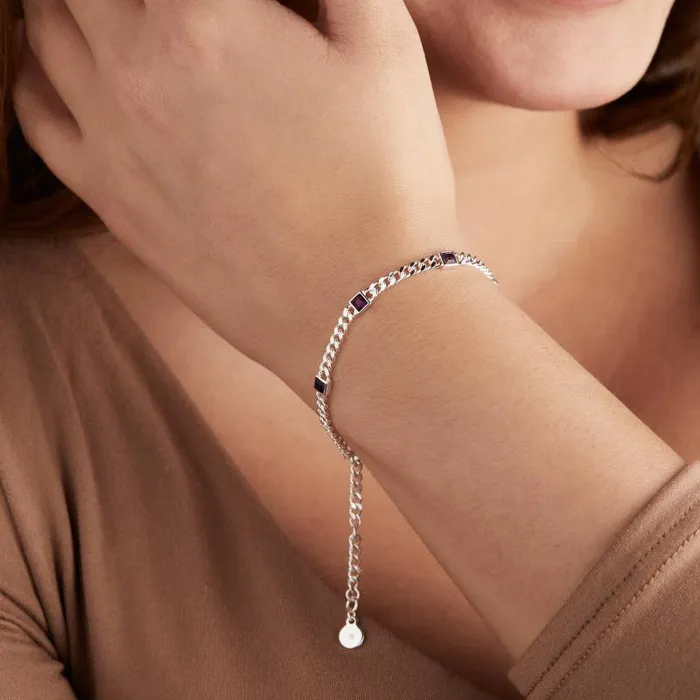 Bracelets Women Alex And Ani February Birthstone Amethyst Curb Chain Bracelet Silver