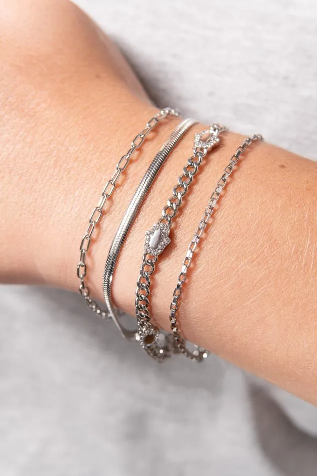 Bracelets Women Alex And Ani Hamsa Curb Chain Bracelet Stainless Steel Silver